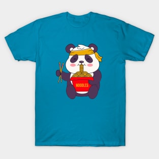 Funny Panda Eating Ramen Noodles T-Shirt